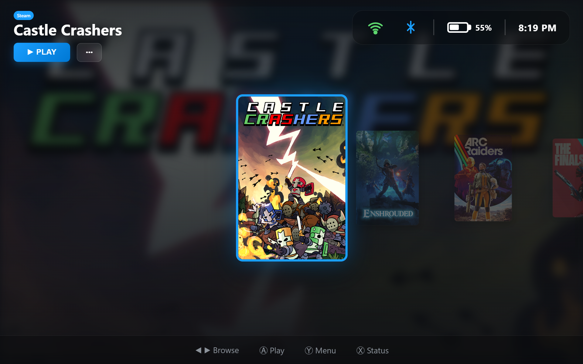 Claw Deck home screen running on the MSI Claw